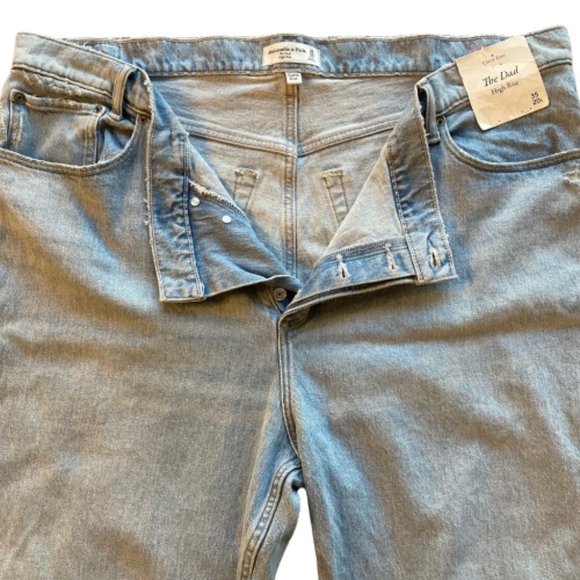 NWT Abercrombie & Fitch The Dad High Rise Curve Love Button Fly Jeans Sz 35 20L - Picture 3 of 10